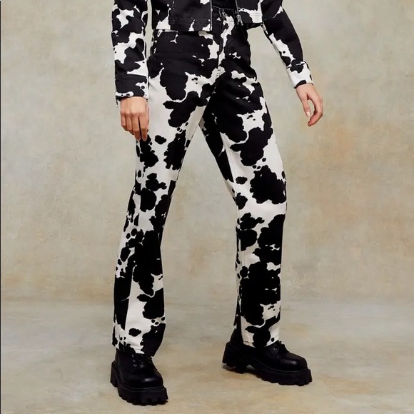 Topshop | Jeans | Cow Print 9s Straight Leg Jeans | Poshmark